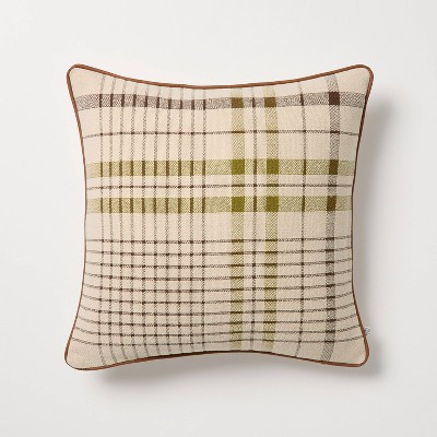 18"x18" Plaid Square Toss Pillow Green - Hearth & Hand™ with Magnolia | Target