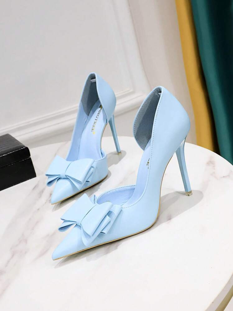Fashionable Court Pumps For Women, Bow Decor Stiletto Heeled Pumps Valentines | SHEIN
