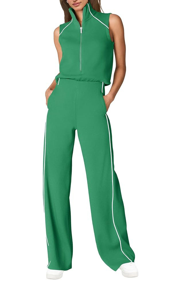 SENSERISE Womens Summer Jumpsuits Dressy Casual Sleeveless Mock Neck Top Wide Leg Pants Romper wi... | Amazon (US)