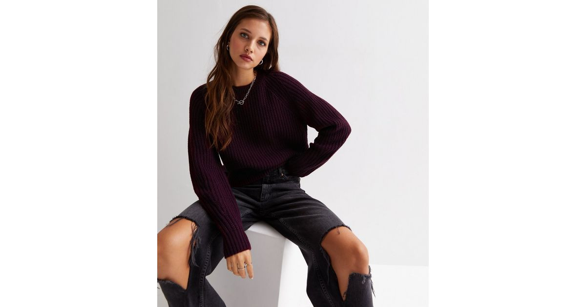 Burgundy Chunky Knit Crew Neck Jumper
						
						Add to Saved Items
						Remove from Saved Ite... | New Look (UK)
