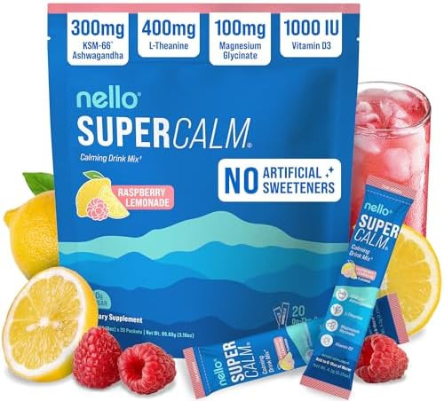 Nello Supercalm Powdered Drink Mix, Cortisol Reducer and Sleep Aid Supplement, L Theanine, Ksm-66... | Amazon (US)