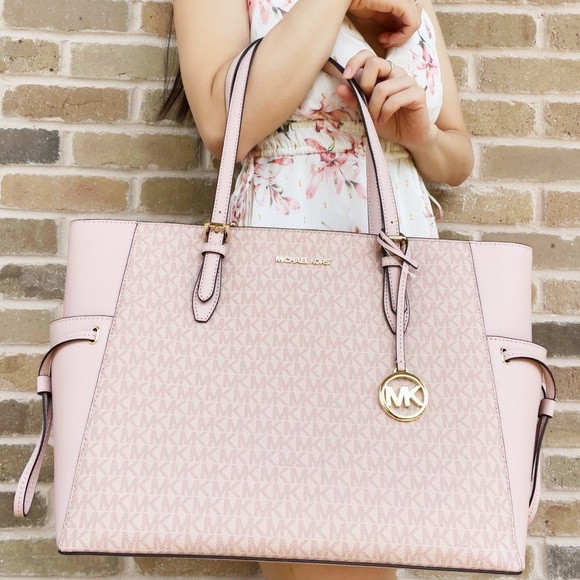 Michael Kors Gilly Drawstring Large Top Zip Tote Ballet Pink MK Signature | Poshmark