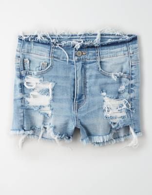 Super High-Waisted Denim Short Short | American Eagle Outfitters (US & CA)