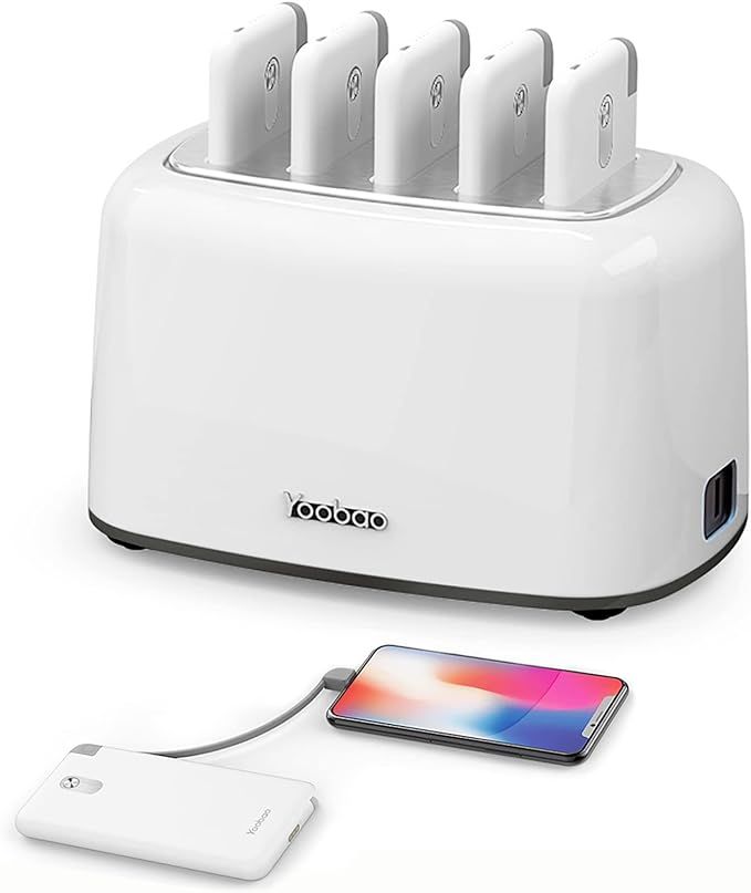 Yoobao Wireless Charging Station, 5 pcs of Ultra Slim Portable Charger 10000mAh, Built-in Cable P... | Amazon (US)