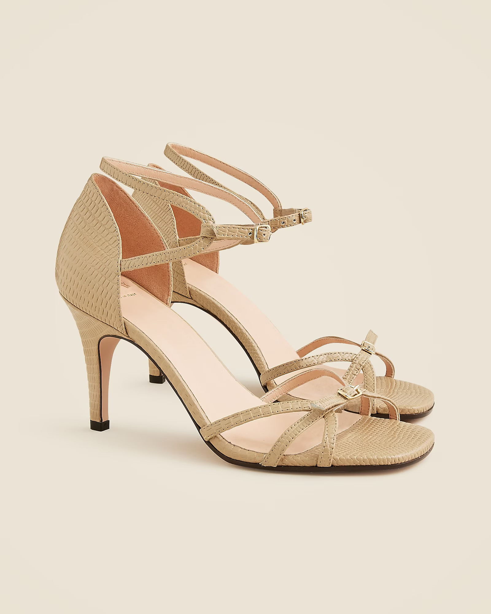 Made-in-Italy cage-toe heels in lizard-embossed leather | J. Crew US