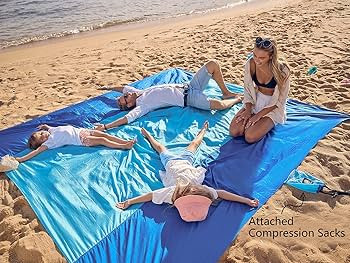 WEKAPO Beach Blanket Sandproof, Extra Large Beach Mat, Big & Compact Sand Free Mat Quick Drying, ... | Amazon (US)