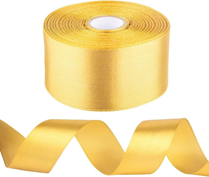 1-1/2 inch Gold Ribbon for Gift Wrapping, Satin Fabric Ribbon for Crafts, Christmas Tree, Valenti... | Amazon (US)