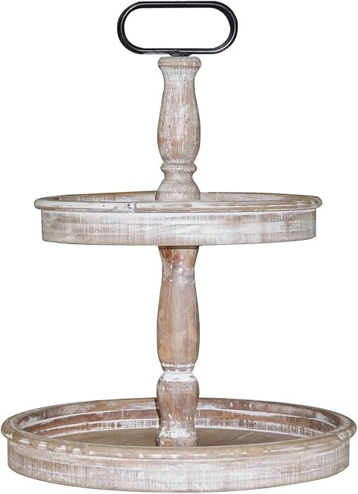 Decorative Trays - Two Tiered Tray Stand Rustic Decor Farmhouse 2 Tiered Tray Serving Tray Season... | Amazon (US)