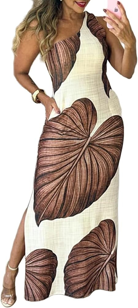 CHICME Women's Summer Maxi Dress Casual Thick Strap Square Neck Boho Sundress Split Vacation Dres... | Amazon (US)