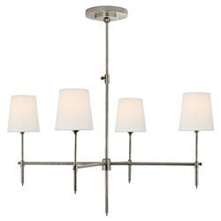 Visual Comfort Bryant Modern Antique Nickel Linen Shade Chandelier - Large | Kathy Kuo Home