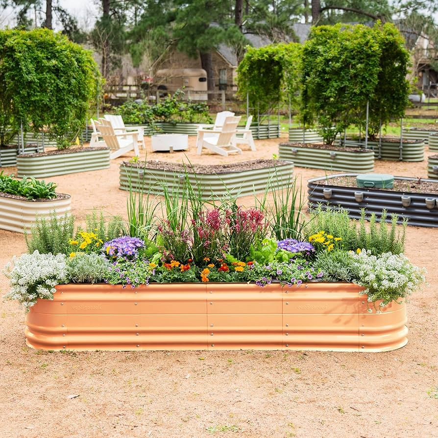 Vego garden 17" Tall 9 in 1 Novel Metal Raised Garden Bed Kits Modular Planter Beds with 2 in 1 W... | Amazon (US)