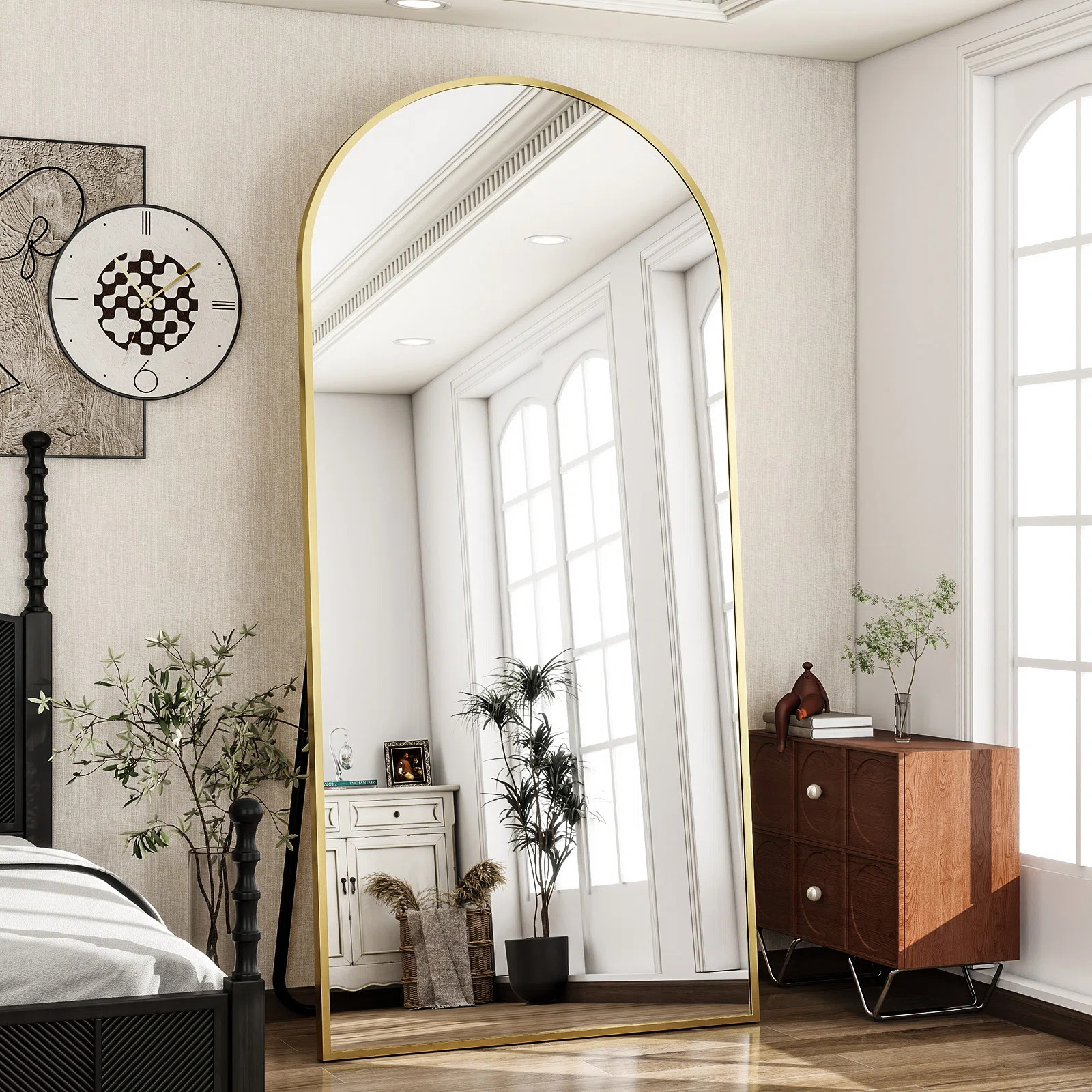 Everly Quinn Oversized Full Length Mirror Arch Floor Mirror Wall Mirror Hanging Or Leaning Full B... | Wayfair North America