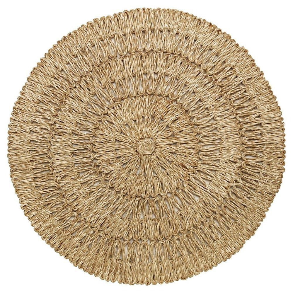 Juliska Loop Coastal Natural Brown Abaca Straw Placemat | Kathy Kuo Home