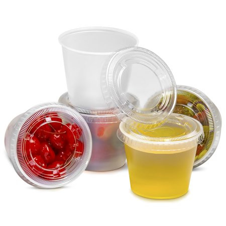 [250 Pack] 5.5 Ounce BPA-Free Plastic Portion Cup with Clear Lids Disposable Jello Shots Sauce Condi | Walmart (US)
