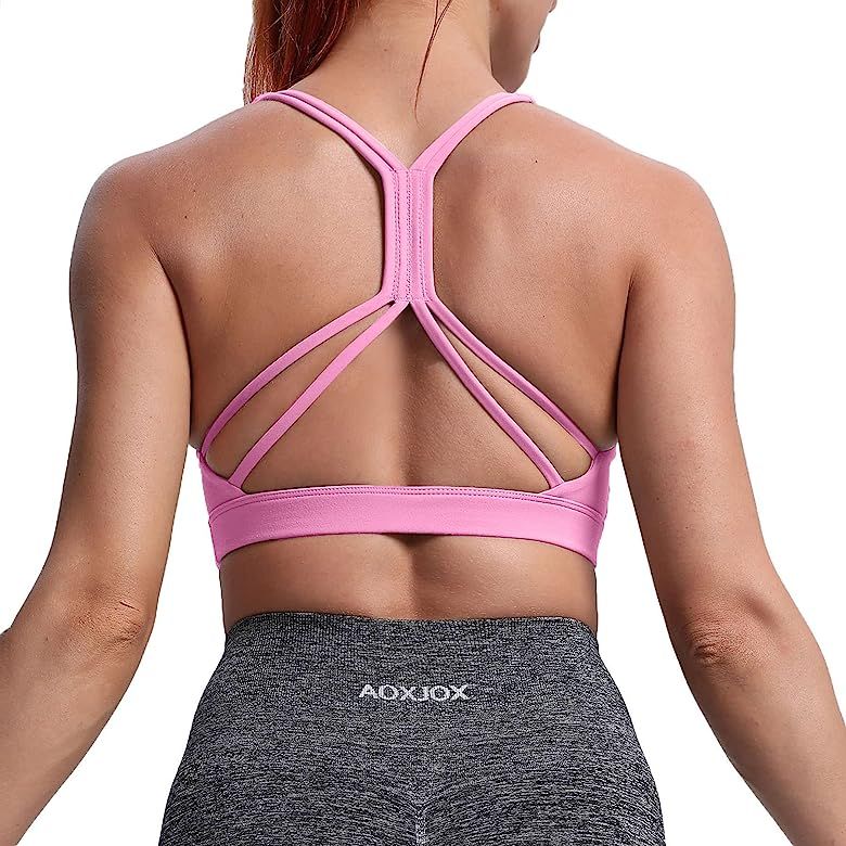 Aoxjox Women's Workout Sports Bras Fitness Merge Backless Padded Bra Yoga Crop Tank Top | Amazon (US)