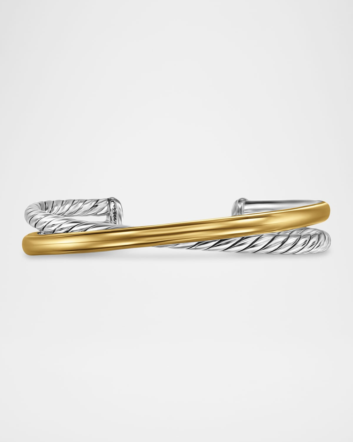 Crossover Bracelet in Silver and Yellow Gold, 11mm | Neiman Marcus