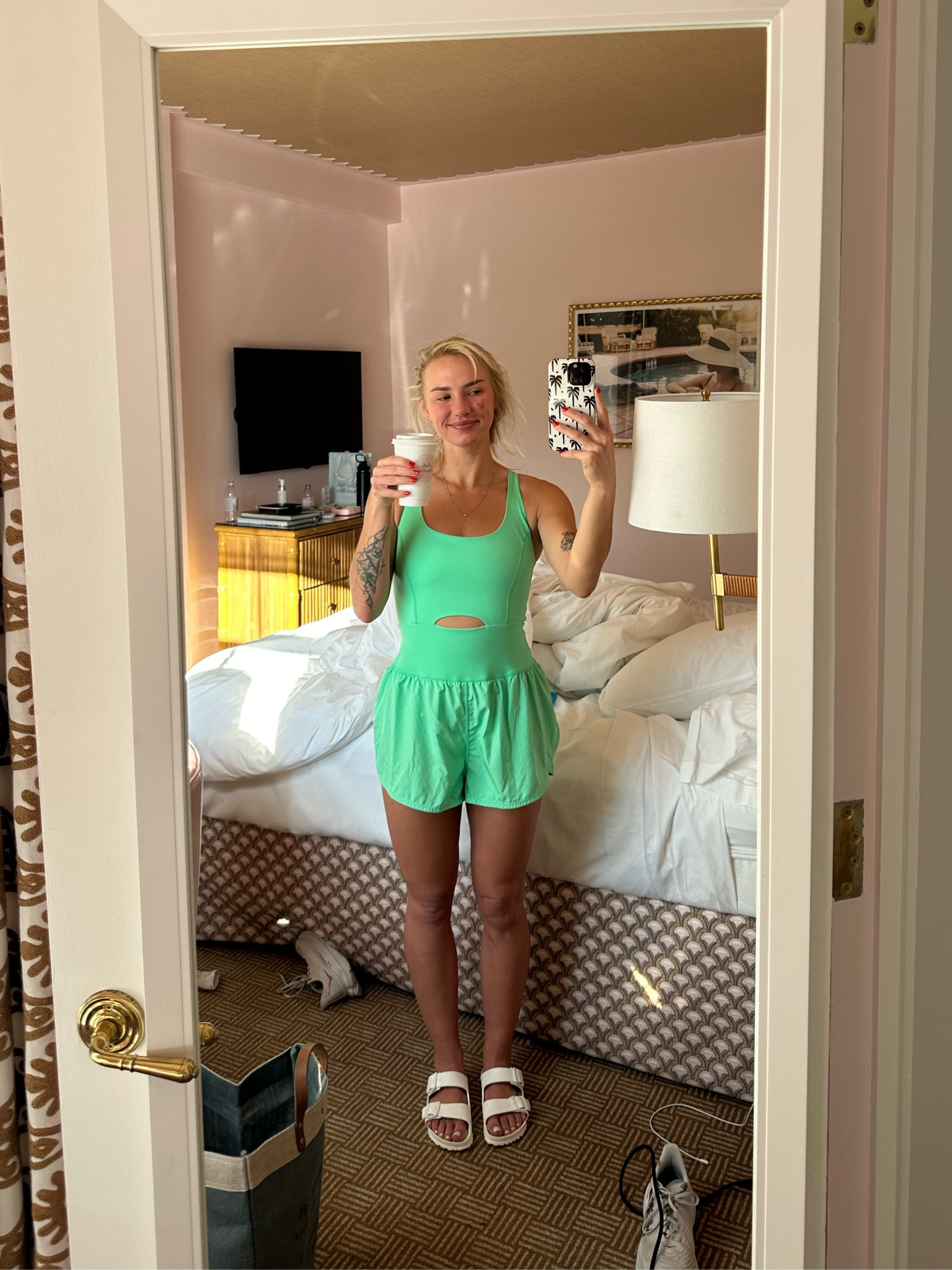 Morning coffee!! I wear a medium in this! The sizing doesn’t run like normal free people sizing so make sure to stay true to size when ordering and don’t size down! 

#LTKfitness