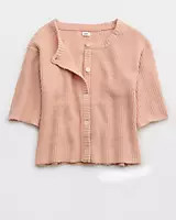 Aerie Unreal Short Sleeve Cardigan | American Eagle Outfitters (US & CA)
