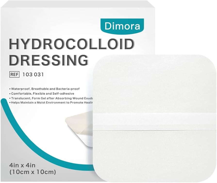 Dimora Hydrocolloid Wound Dressing, 10 Pack Ultra Thin 4" x 4" Large Patch Bandages with Self-Adh... | Amazon (US)