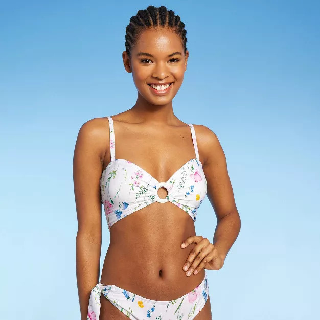 Women's Wrap Center Ring Bikini Top - Sea Angel White | Target