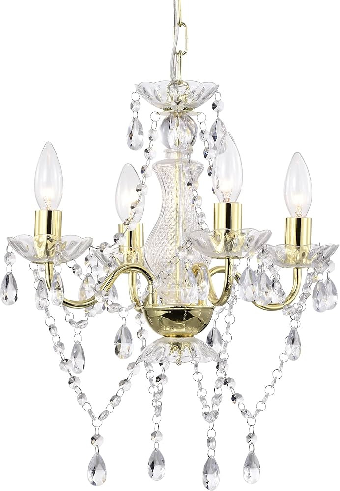 LaLuLa Antique Gold Chandelier Mini Crystal Chandelier Lighting 4 Light Modern Chandelier for Din... | Amazon (US)
