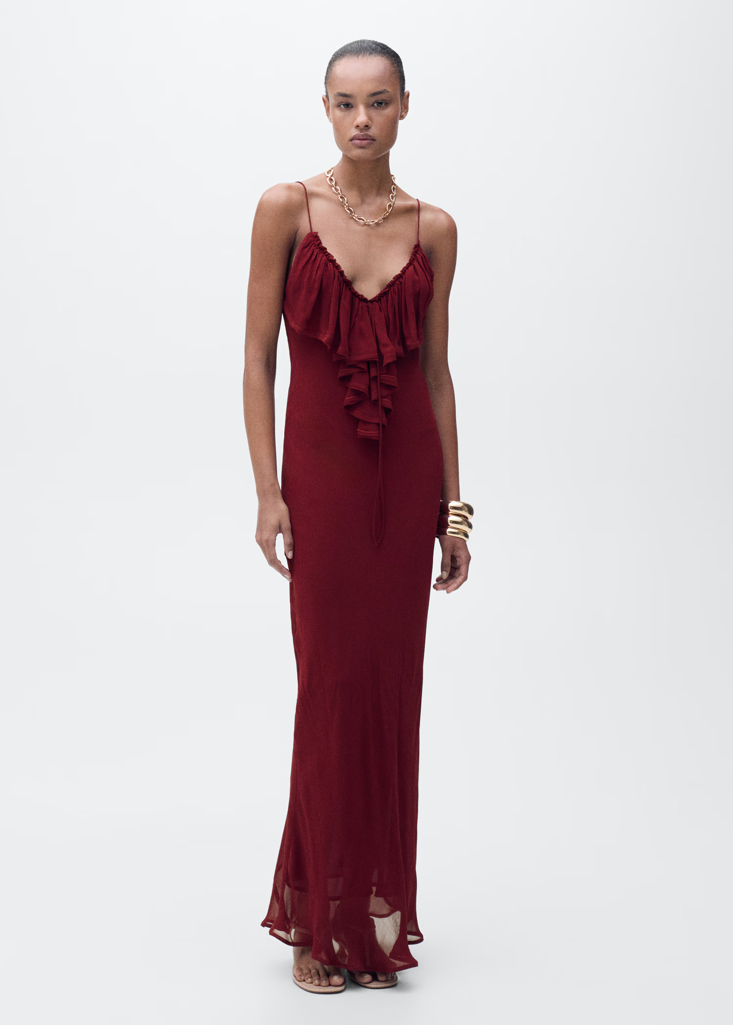 Chiffon dress with ruffle detail | Mango (US/MX/AU)