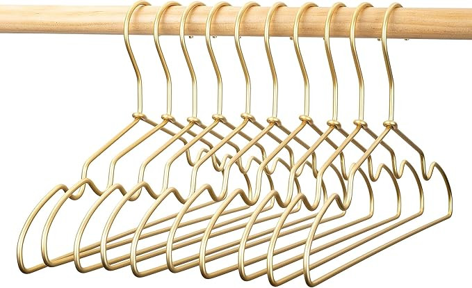 12.6" Matte Gold Metal Kids Baby Hangers, 10Pack, Non Slip, Suit for Coated Wire Children Clothes... | Amazon (US)