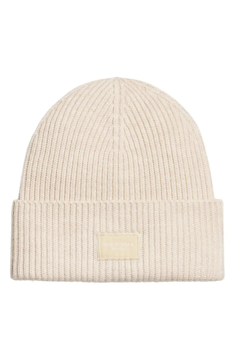 Blake Logo Patch Wool Blend Rib Beanie | Nordstrom