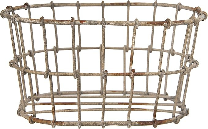 Creative Co-Op Distressed Metal Wire Basket, Brown | Amazon (US)