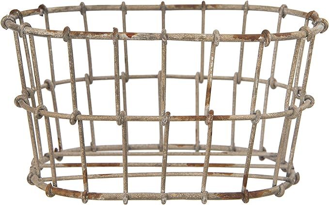 Creative Co-Op Distressed Metal Wire Basket, Brown | Amazon (US)