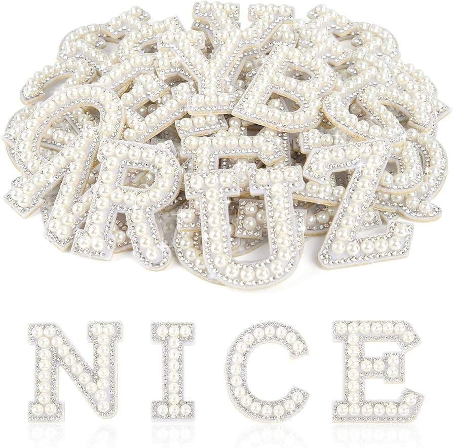 ASTARON 26 Pcs Self Adhesive Letter Patches Pearl Rhinestone Letter Stickers, Glitter Rhinestone ... | Amazon (US)