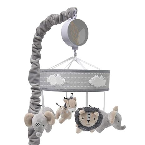 Lambs & Ivy Jungle Safari Musical Baby Crib Mobile - Gray, Beige, White, Animals | Amazon (US)