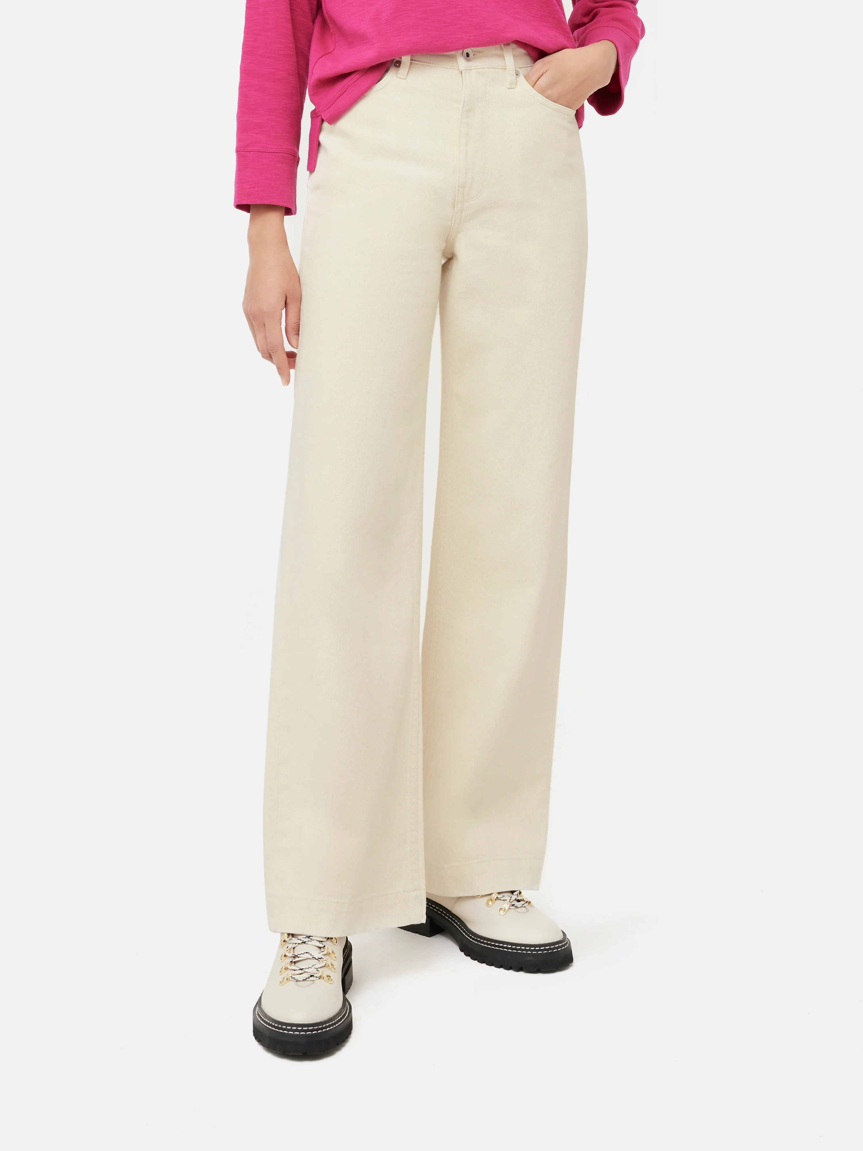 Balfour Long Wide Leg Jean | Ecru | Jigsaw (UK)