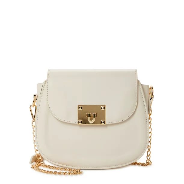 Jane & Berry Women's Adult Faux Leather Saddle Bag with Gold Chain Strap White - Walmart.com | Walmart (US)