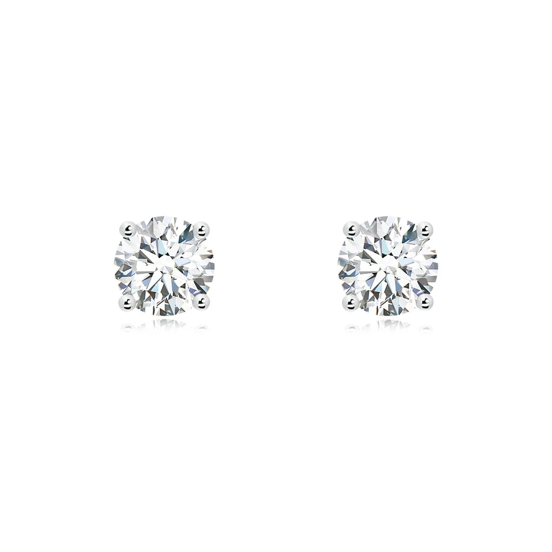 Lab-Grown Basket-Set Solitaire Diamond Stud Earrings | Angara Inc.