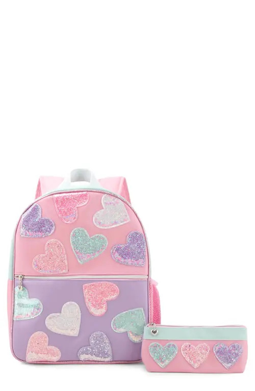 OMG Accessories Kids' Large Hearts Confetti Backpack & Zip Pouch Set in Pink Multi Colors at Nordstrom | Nordstrom