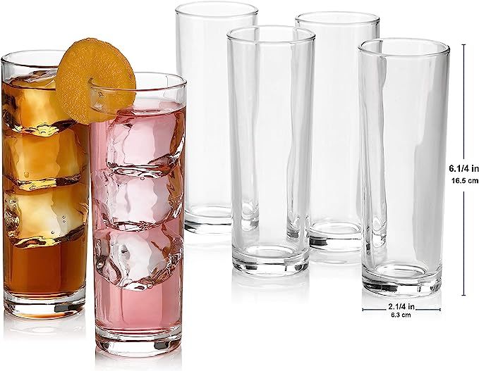 Set of 8 Highball Glasses, Cocktail Highball Glasses, Tall Drinking Glasses for Water, Juice, Coc... | Amazon (US)