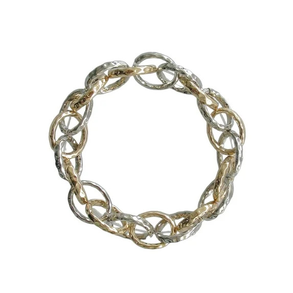 Time and Tru Women's Inter Locked Loop Two Tone Plating Bracelet Zinc Alloy/CZ | Walmart (US)