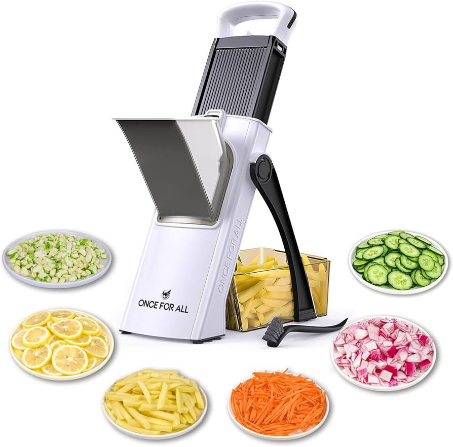 ONCE FOR ALL Upgrade Safe Mandoline Slicer Plus, Biger Size, Adjustable Vegetable Food Chopper Po... | Amazon (US)