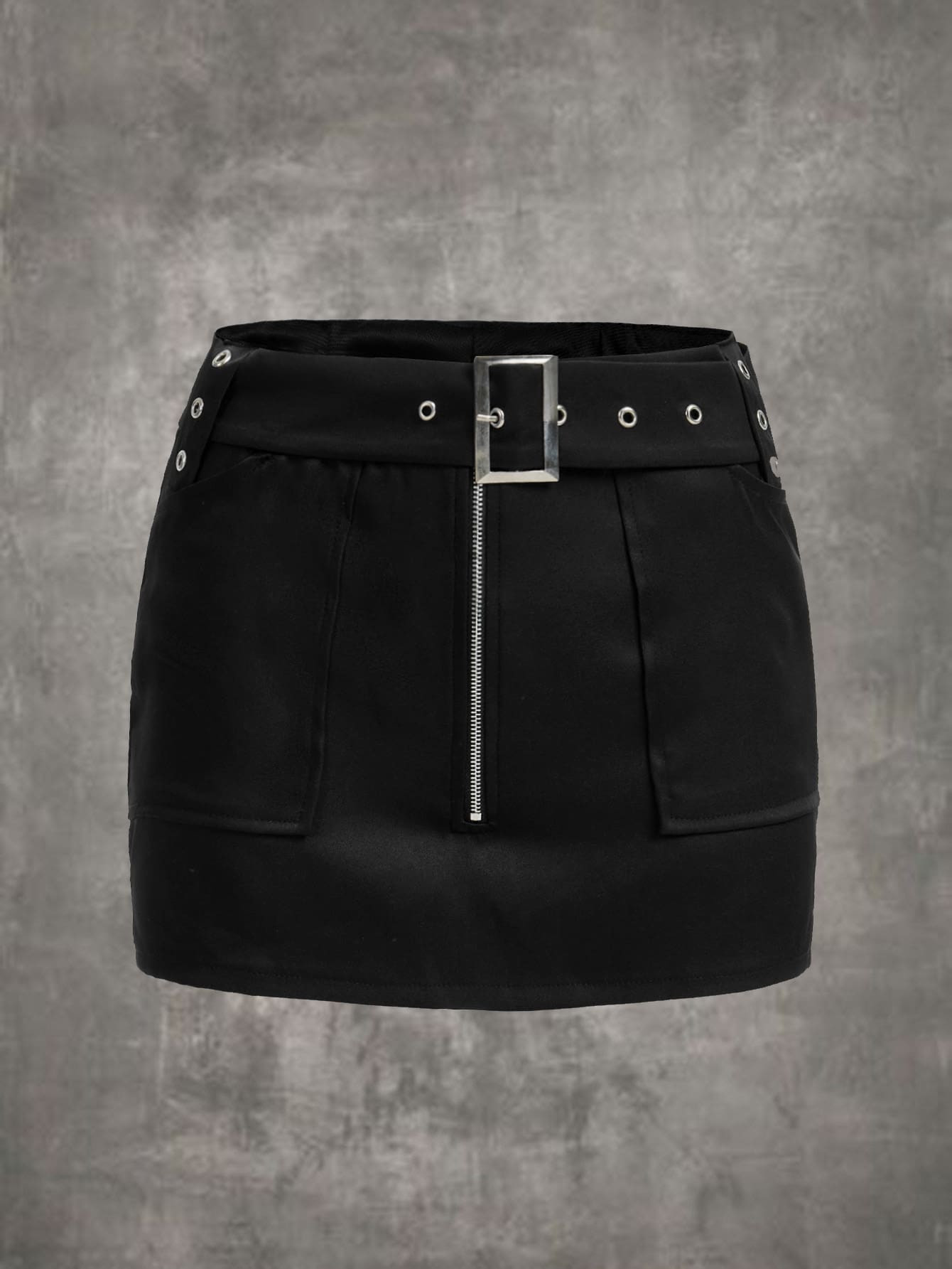 ROMWE Grunge Punk Zip Up Belted Skort | SHEIN