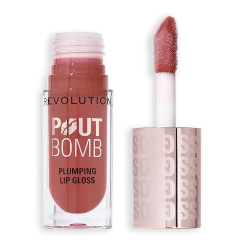 Revolution Beauty London, Pout Bomb Plumping Lip Gloss, High-Shine for Glossy, Fuller & Plump Lips with Hyaluronic Acid & Peptides, Vegan & Cruelty-Free, Warm Peach Orange, 0.15 fl oz | Amazon (US)