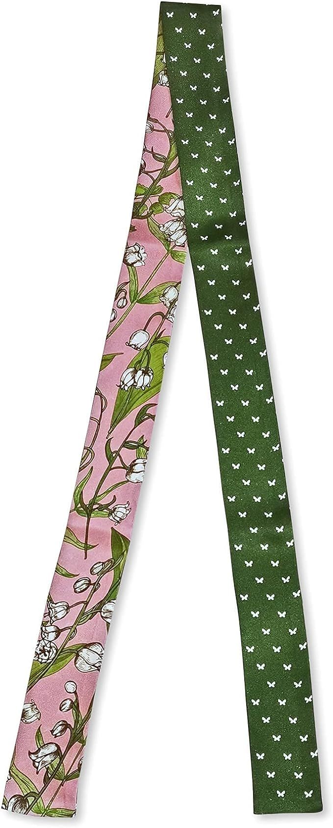 Skinny Twill scarf 100% Mulberry Pure Silk Hair Ribbon Bag Handle Wrap Printed Tie Neckerchief Ac... | Amazon (US)