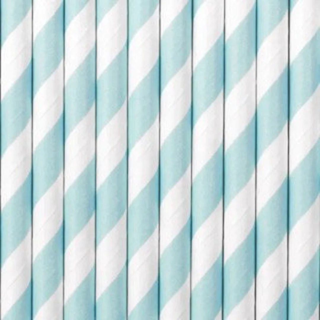 Pastel Baby Blue Striped Paper Straws 10ct Blue Straws Mermaid Party Narwhal Party Boy Birthday P... | Etsy (US)