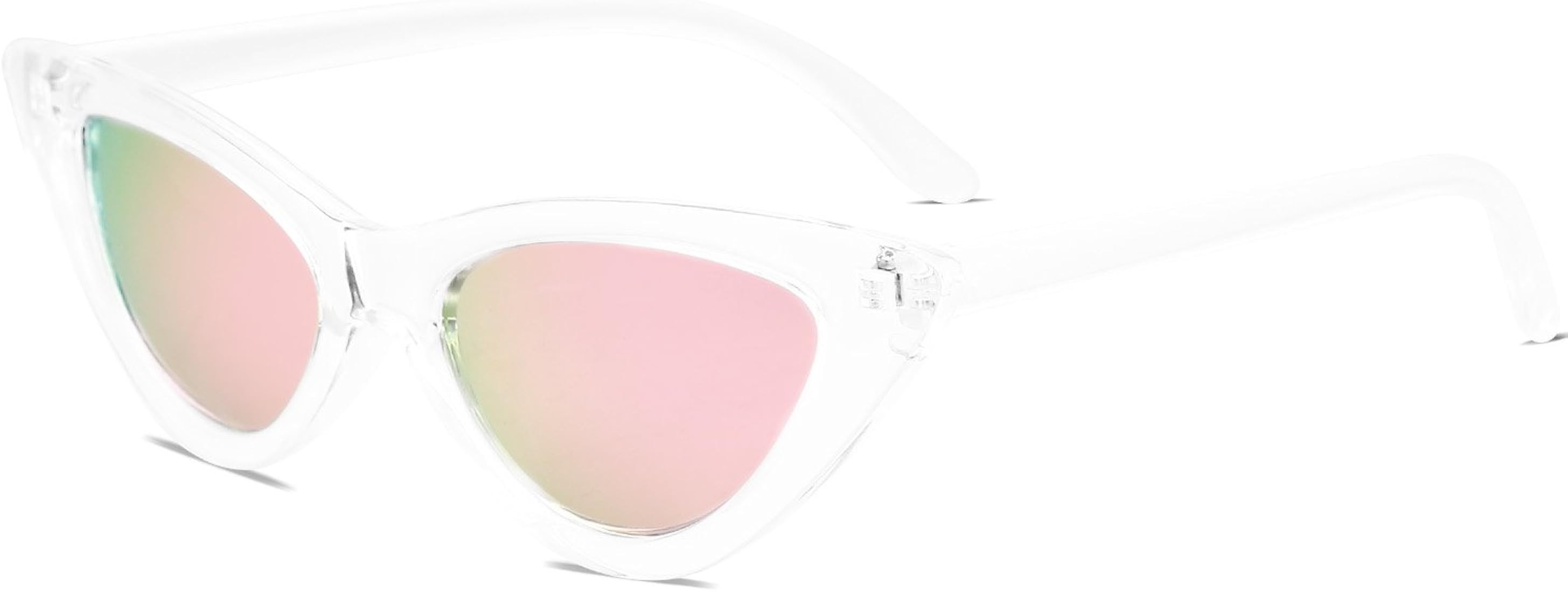 SOJOS Retro Vintage Narrow Cat Eye Sunglasses for Women Clout Goggles Plastic Frame Cardi SJ2044 | Amazon (US)