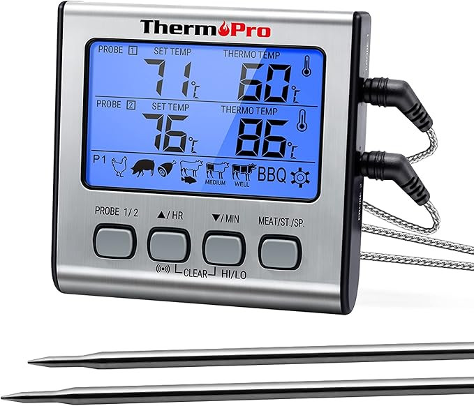 ThermoPro TP-17 Dual Probe Digital Cooking Meat Thermometer Large LCD Backlight Food Grill Thermo... | Amazon (US)