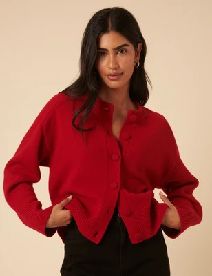 Red Wool Saddle Lily Cardigan | Nobody's Child