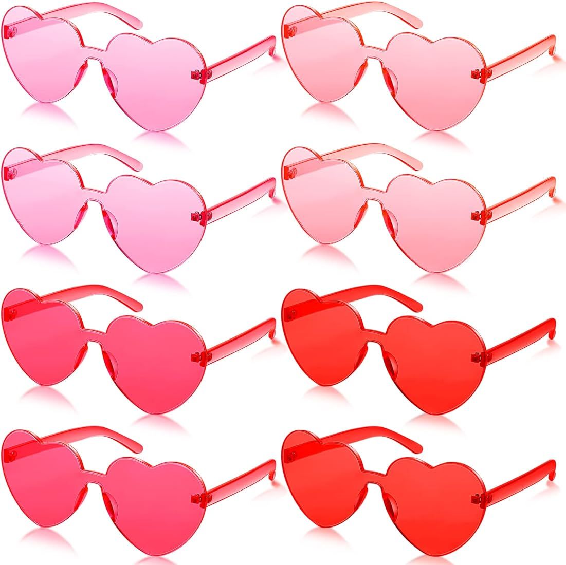 Frienda 8 Pairs Heart Shaped Sunglasses for Women Rimless Heart Glasses Candy Color Heart Sunglas... | Amazon (US)