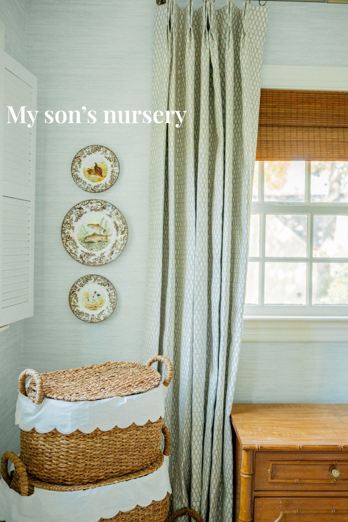 Baby #4 and 3rd boy called for a serene little boy nursery filled with texture, browns and greens, and these precious Spode hanging plates. 

#LTKHome #LTKBump #LTKBaby