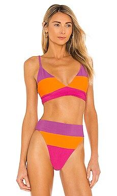 BEACH RIOT Riza Bikini Top in Sunset Colorblock from Revolve.com | Revolve Clothing (Global)