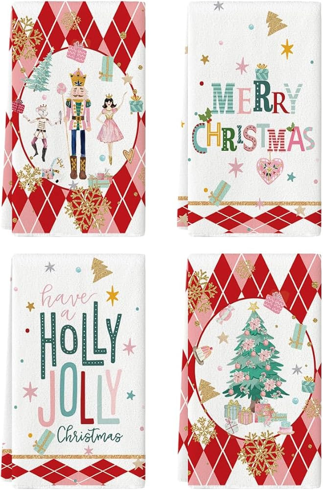 Artoid Mode Red Nutcrackers Tree Christmas Kitchen Towels Dish Towels, 18x26 Inch Snowflake Gift ... | Amazon (US)